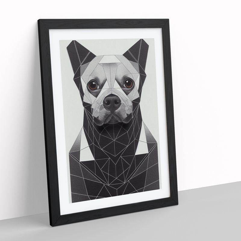 XV1022-2278X French Bulldog Dog Abstract - Single Picture Frame Print, 46cm H x 34cm W x 2cm D, Black