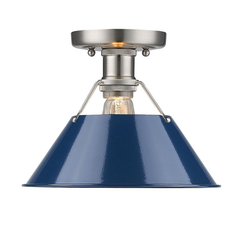 Steel Flush Mount, Navy Blue, Pewter