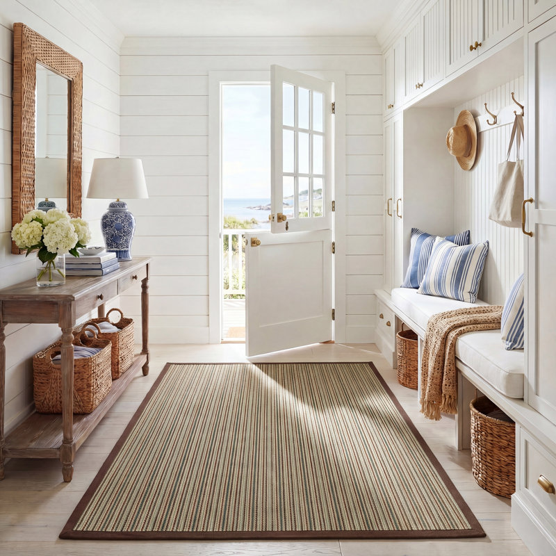 Tapis rayé en fibre de sisal Penrock, Rectangle de 5 pi x 8 pi