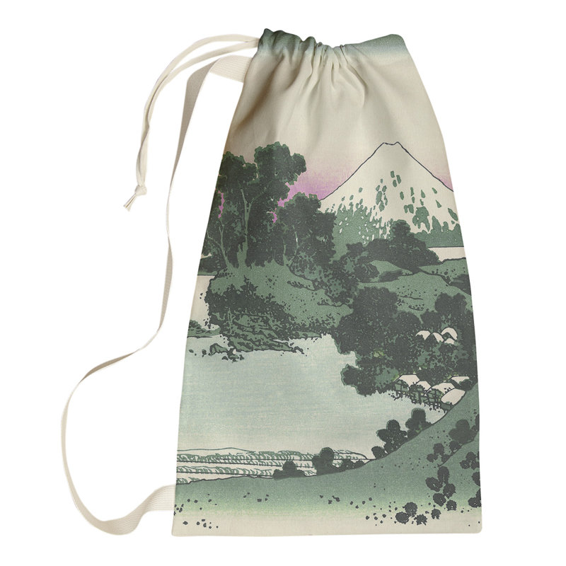 Sac à linge Shichiri Beach dans la province de Sagami, Grand (H 76,5 po x l 29,5 po x 1,5 po), Vert/rose