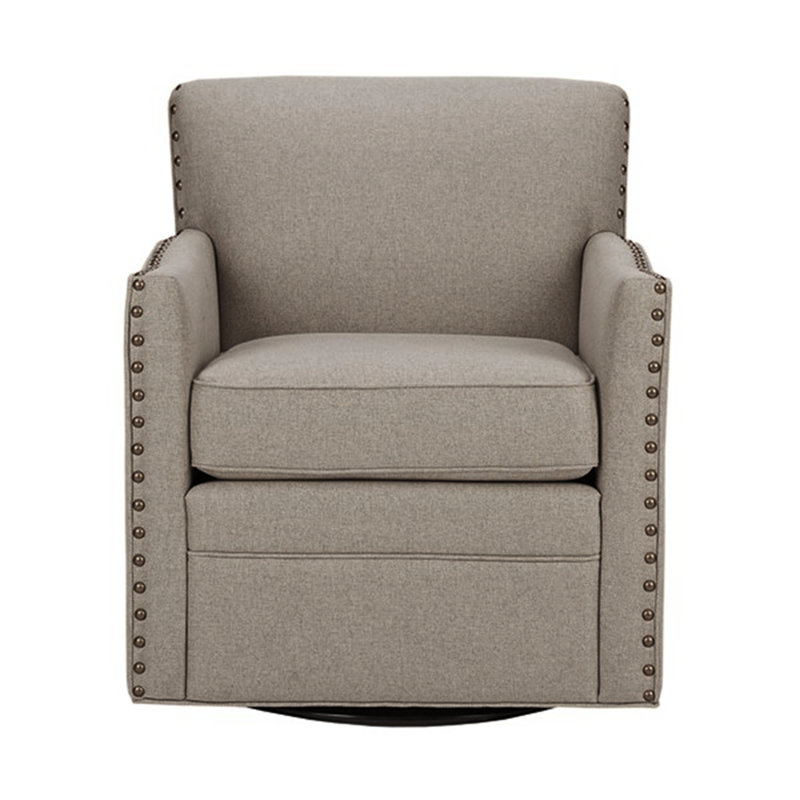 Toomey Contemporary Nailhead Swivel Armchair, Natural