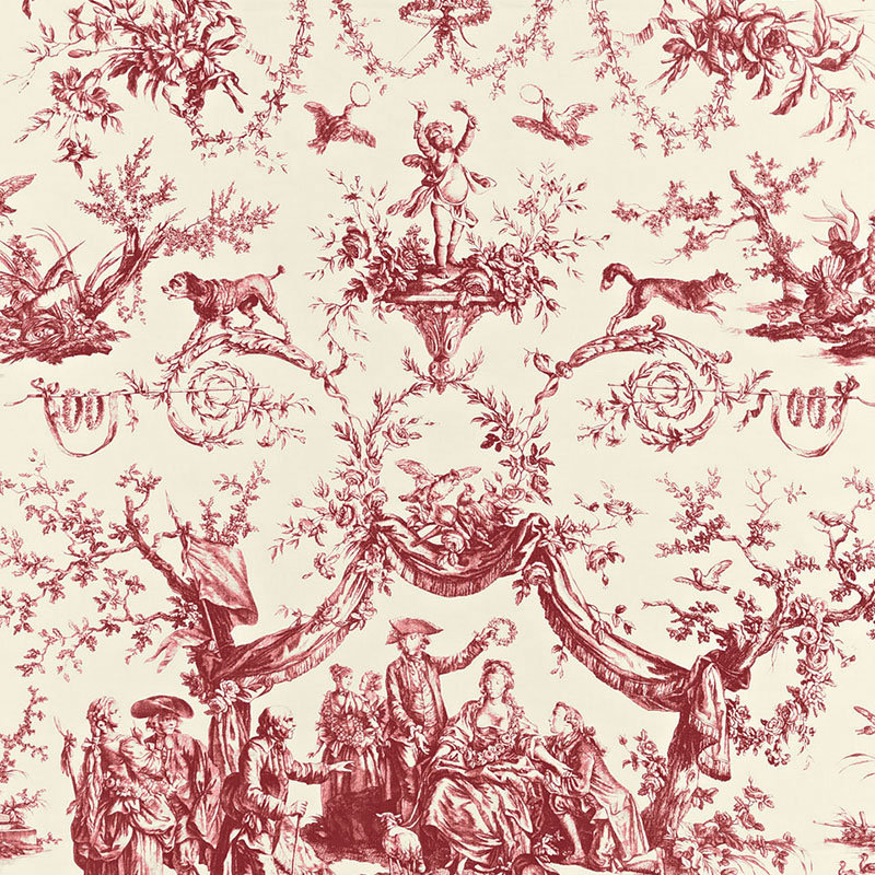 Le Couronnement De La Rosiere Fabric, Rouge