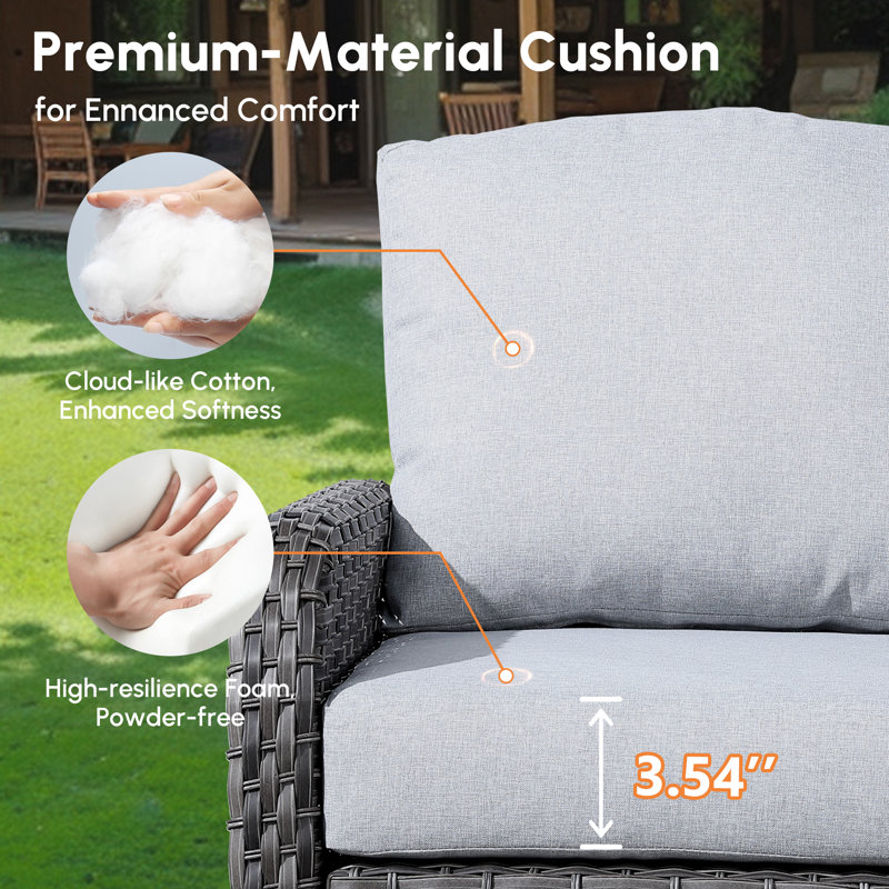 Chaise de patio avec coussins Gretna, Gris, gris