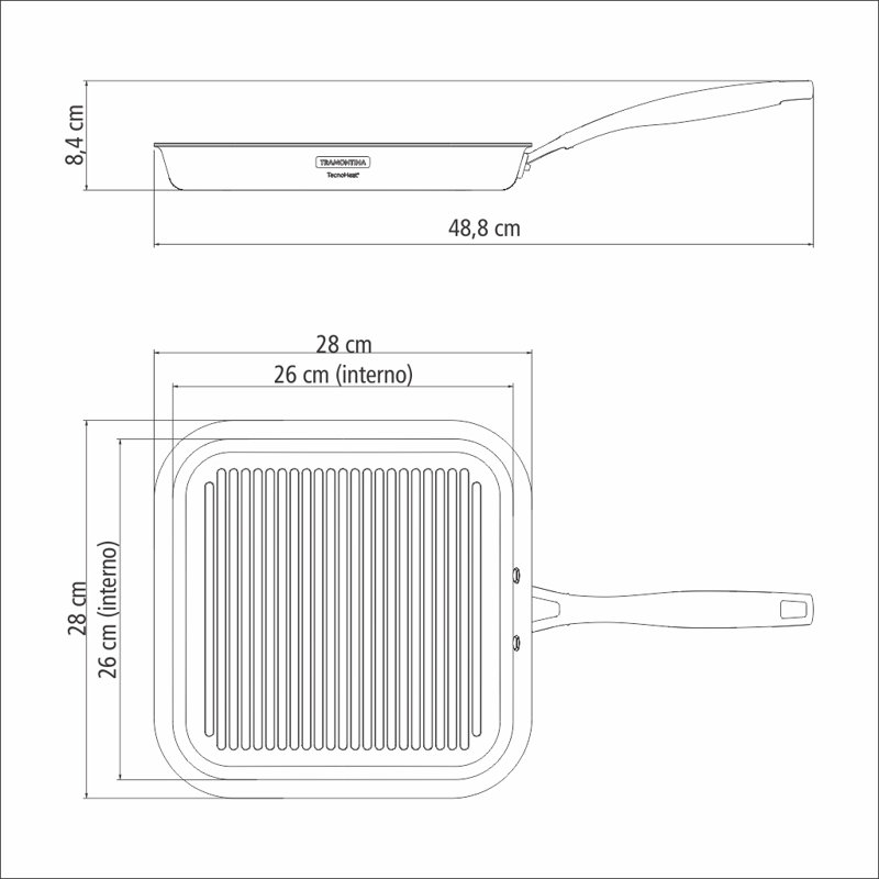 Tramontina Grano 3-PLY Stainless Steel Griddle Pan, White