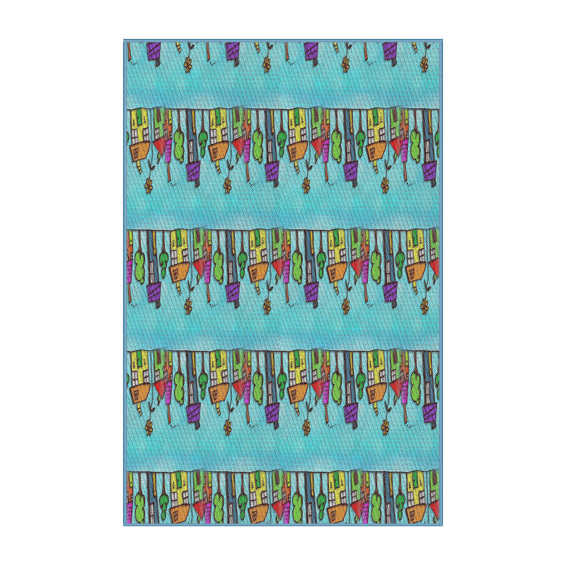 Tapis bleu/vert à motifs, Rectangle 2 pi x 3 pi