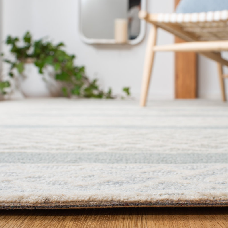 Tapis abstrait en laine / coton touffeté à la main Metro en gris naturel / gris clair, Rectangle 3 pi x 5 pi