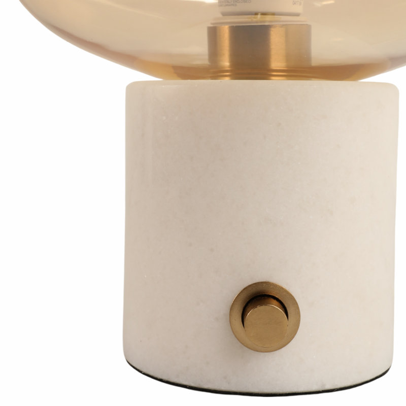 Abat-jour en verre 13 pi 9 po Latitude sur base en marbre avec interrupteur, blanc