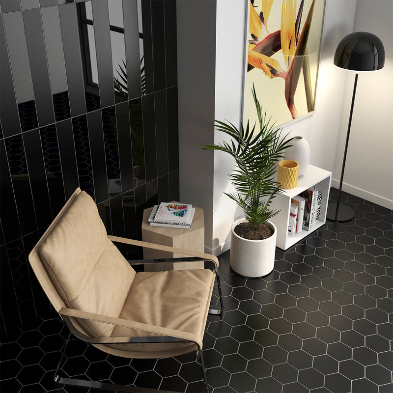 2" x 10" Ceramic Tile, Black