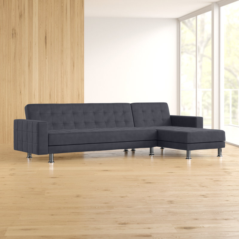 Modular Corner Sofa Bed, Brushed Microfibre Medium Grey