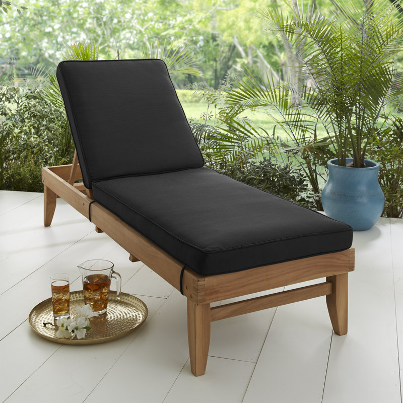 Ricmod Outdoor Sunbrella Seat/Back Cushion, 24" W x 73" D, Sunbrella - Canvas Black / Black Cord