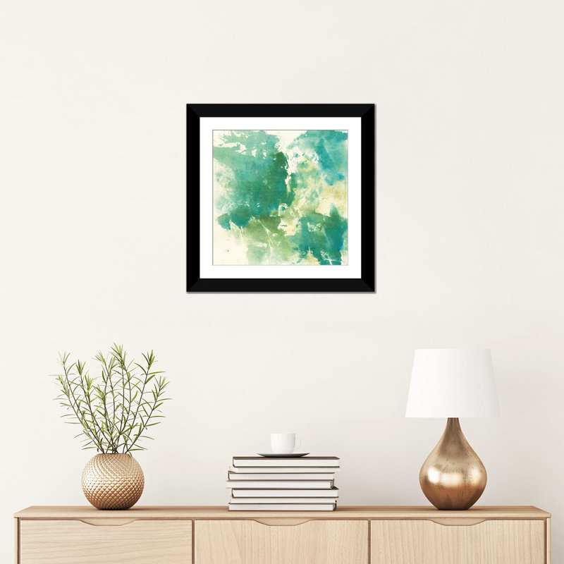 « mossy rock i », impression sur toile, H 26 po x l 26 po x P 1,5 po, Toile avec cadre noir, Blanc