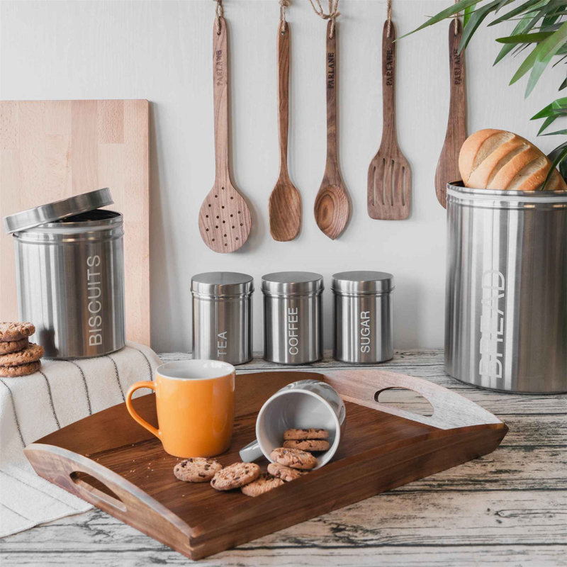 Harbour Housewares - Round Metal Kitchen Biscuit Tin, Silver