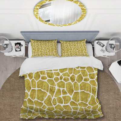 Gold Giraffe Pattern Polyester Animal Print Duvet Cover