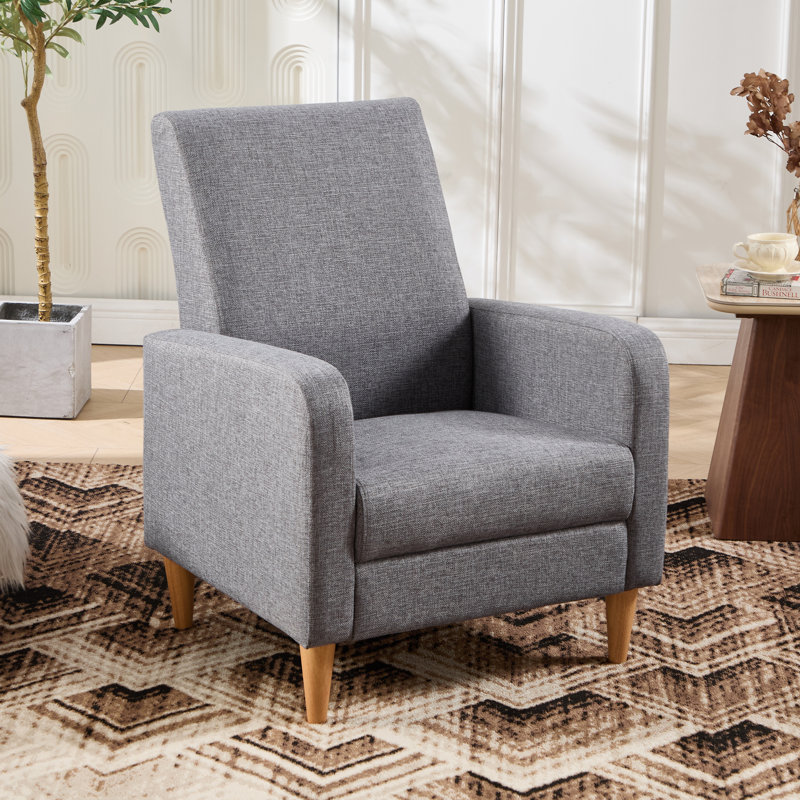 Modern Upholstered Living Room Set With Wooden Legs & Convertible Backrest, Light Grey, 3 Pcs: Sofa, 2 Chairs