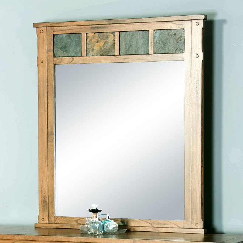 Deniela Wood Wall Mirror, Rustic Oak