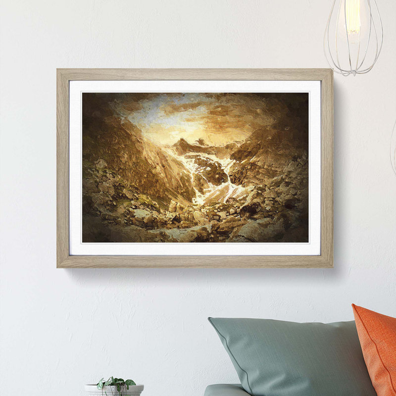 Golden Mountain Valley - Picture Frame Painting Print, Oak Framed, 36cm H x 48cm W x 2cm D