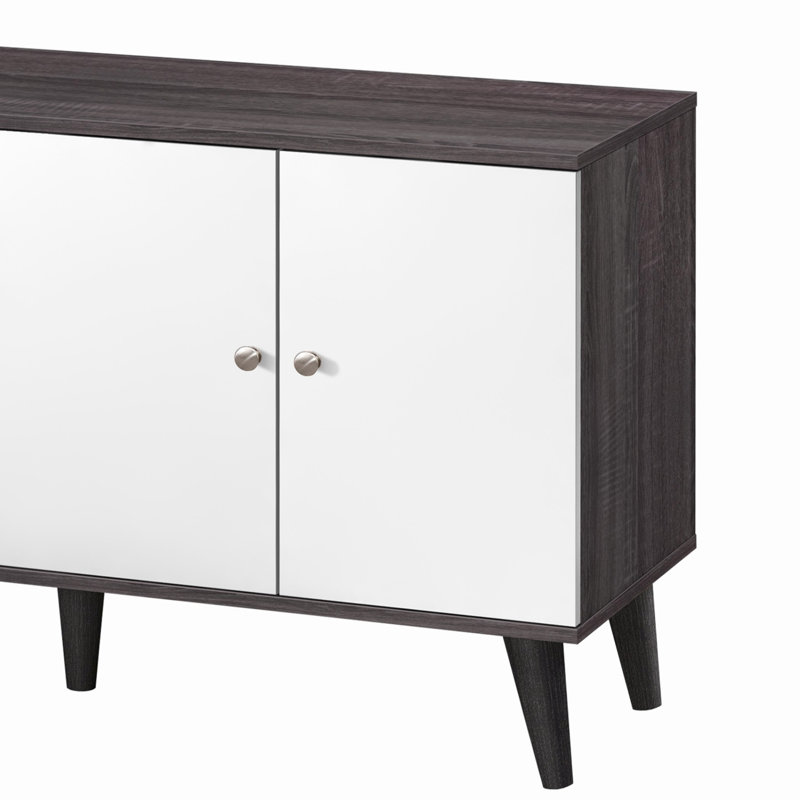 Amidon Unfinished TV Stand for TVs up to 50", 25.6"H x 47.3"L x 15.2"W, Dark Gray/White Duplicate