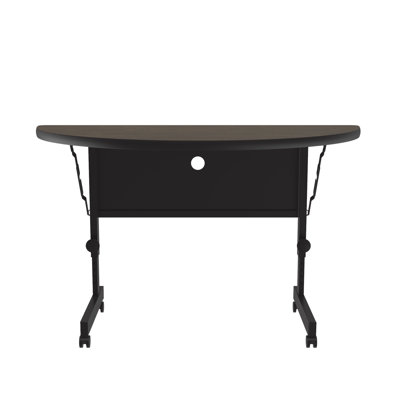 Half-circle 3 Person Height Adjustable Flip Top 48'' L Modular Training Table with Casters