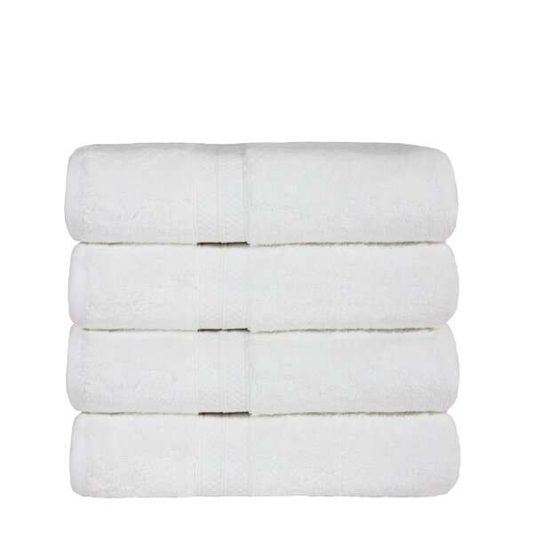 Haus & Home Indigo 4 Piece Bath Towel Set, Rayon From Bamboo and Cotton,  Solid Terry Towels