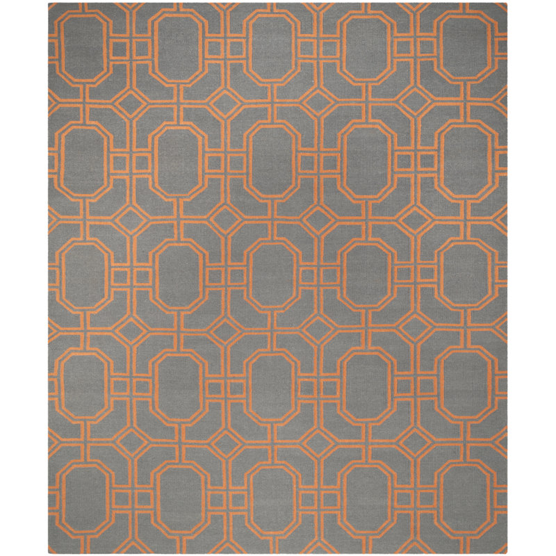 Rodgers Hand Woven Flat Weave Wool Geometric Rug, Rectangle 8' x 10'
