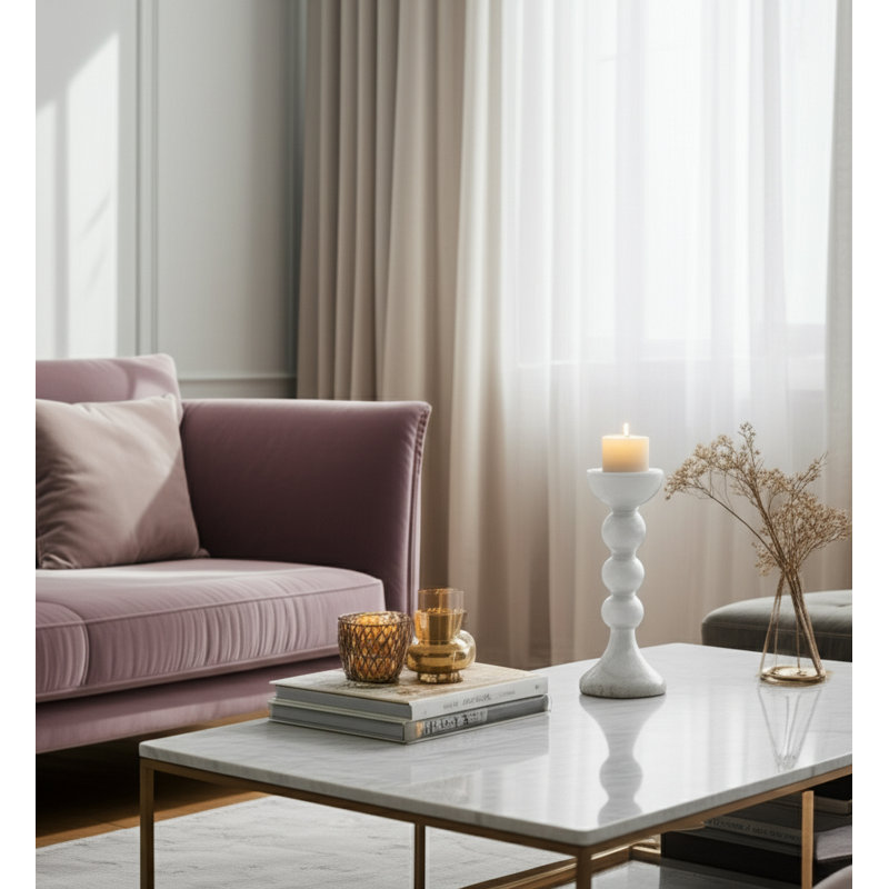 Elegant Sculptural Glass Candle Holder with Glam Design and Decorative Taper Silhouette, 15" H x 5" W x 5" D, Clear/Frost