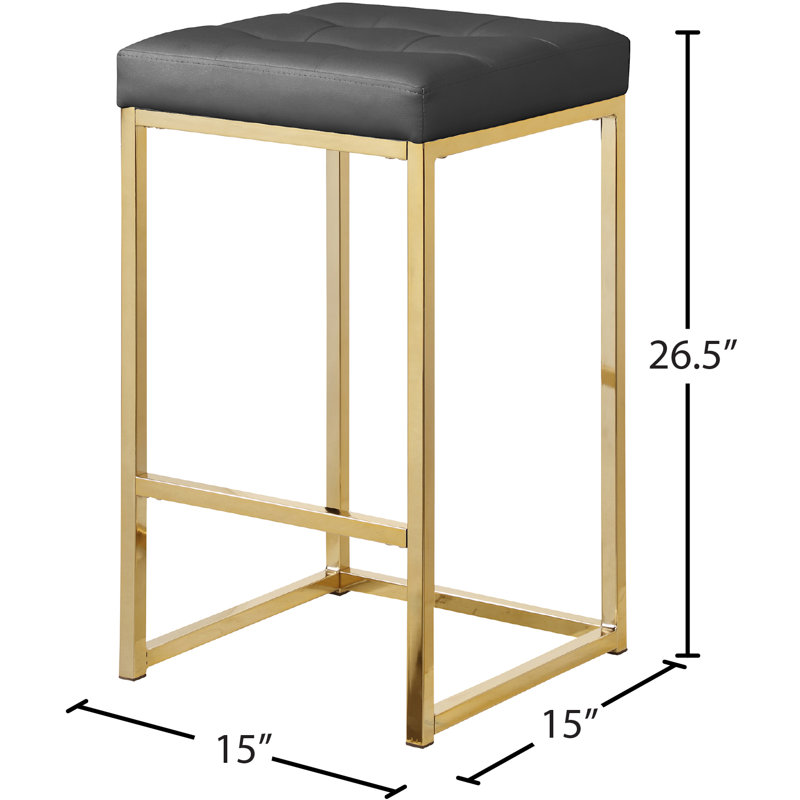 Tabouret de comptoir 26,5 po Nicola, Gris, Or