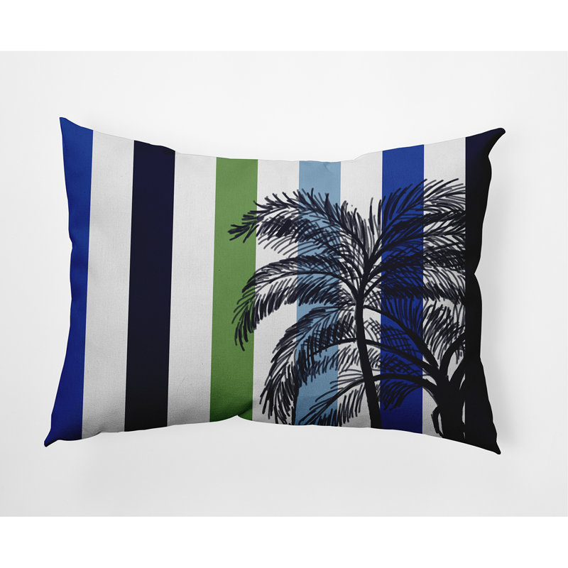 Striped Outdoor Reversible Throw Pillow, Green