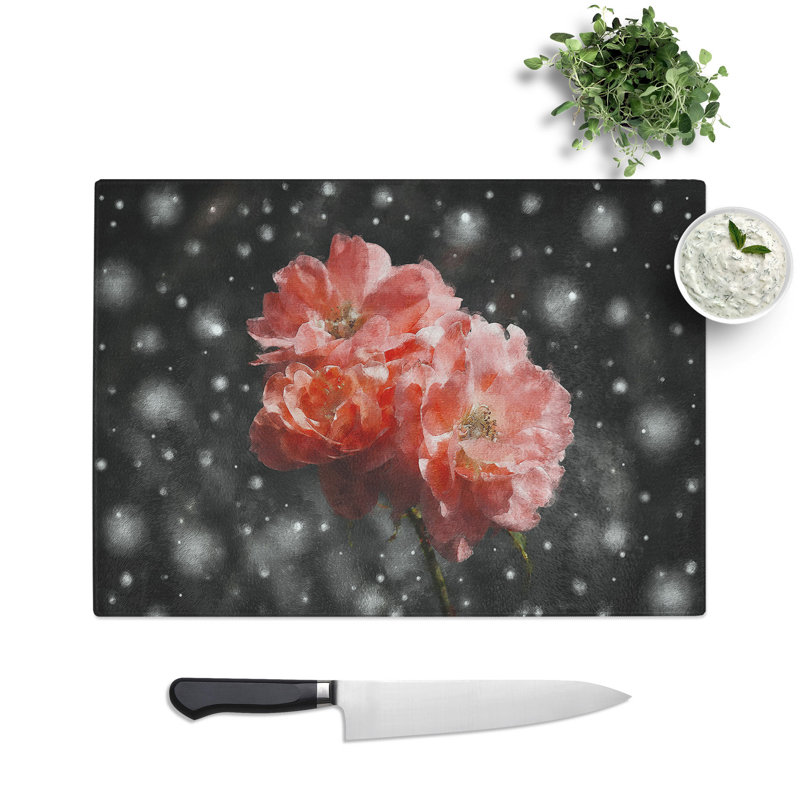 Three Flowers Chopping Board, 0.4cm H x 20cm W x 28.5cm L