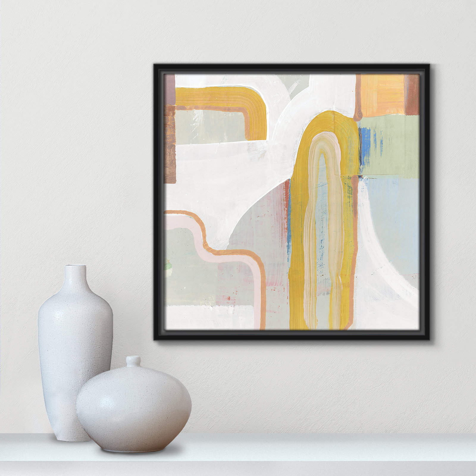 Copeland "Together Again II" Painting by Cartissi, 17.5" H x 17.5" W x 2" D, Black