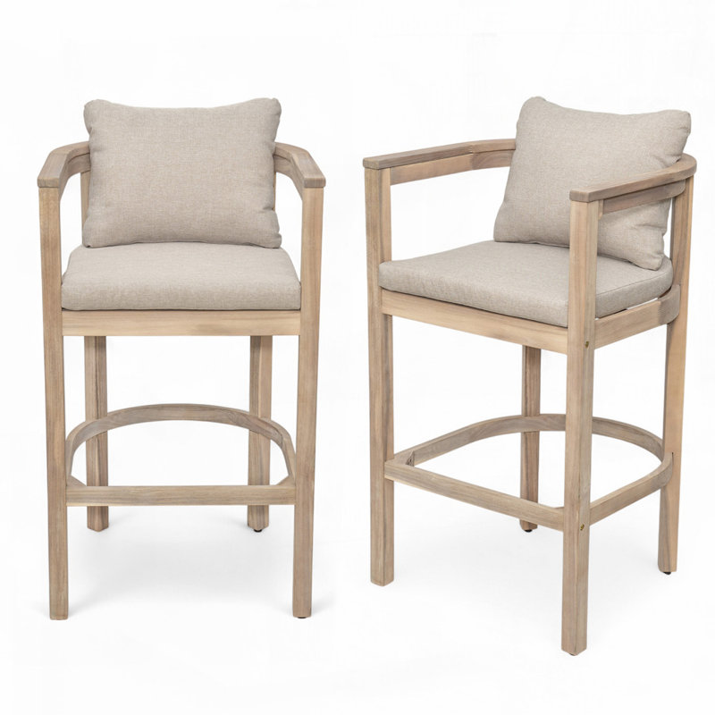 Tabouret de bar d'extérieur en bois, Blanc clair