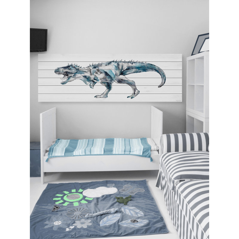 Impression de dinosaure féroce sur bois blanc Lewter, H 10 po x l 30 po x P 1,5 po