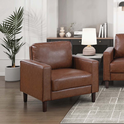 Chaise d'appoint rembourrée en similicuir de style moderne avec siège à coussin confortable et dossier en bois massif 1pc