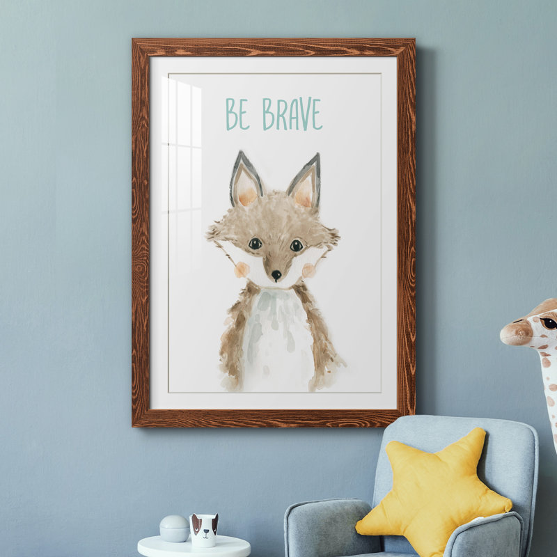Be Be Brave Fox - impression encadrée, H 31,5 po x l 23,5 po x P 1,5 po, Toile avec cadre érable