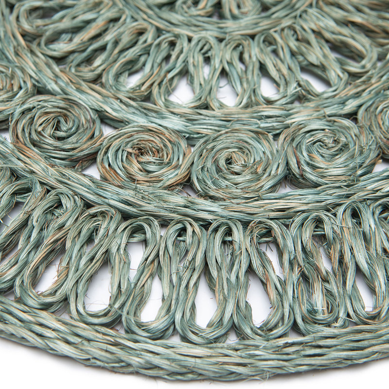 Circolo Abaca Abaca Geometric Round Placemat, Aqua