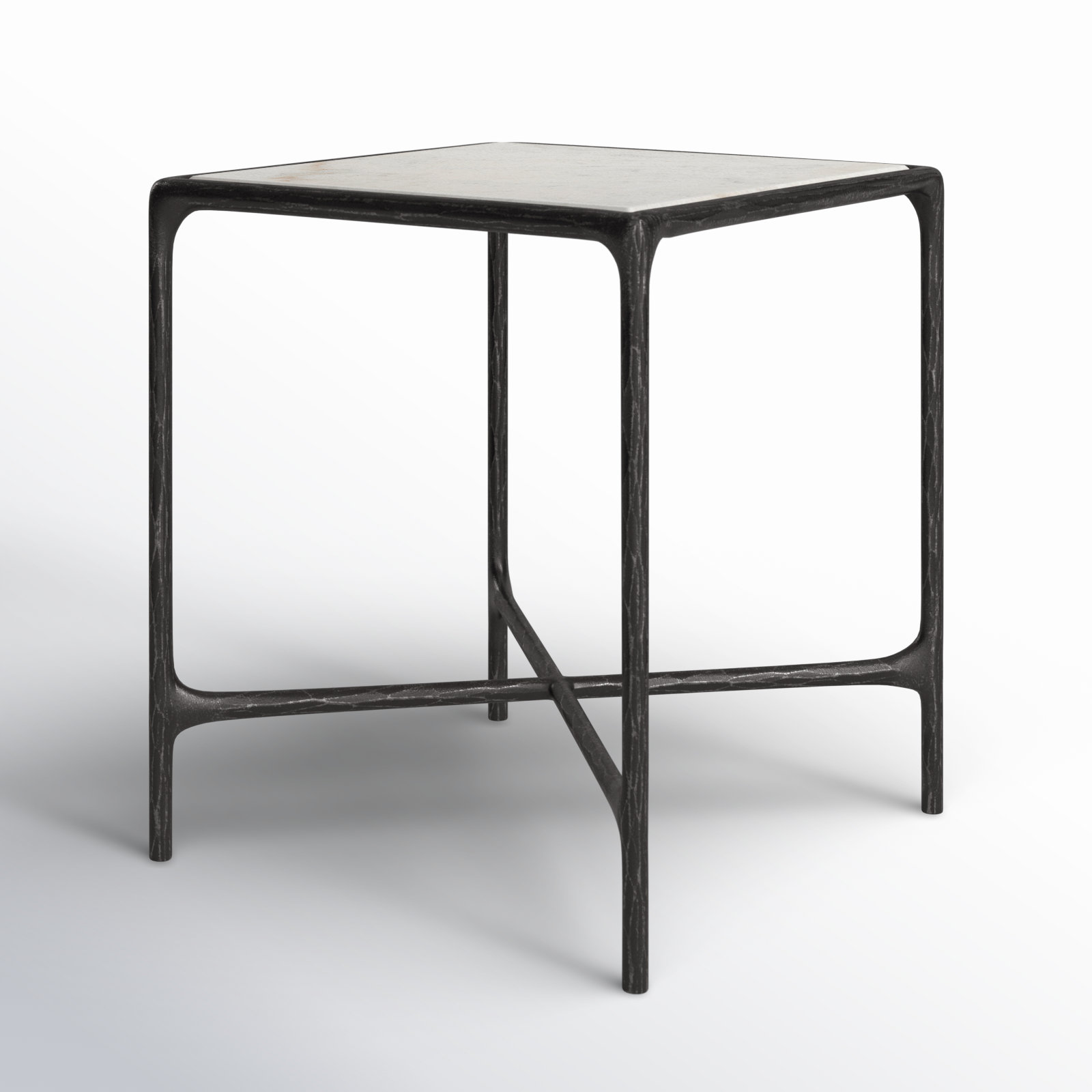 Evelynn End Table, Black, White Marble