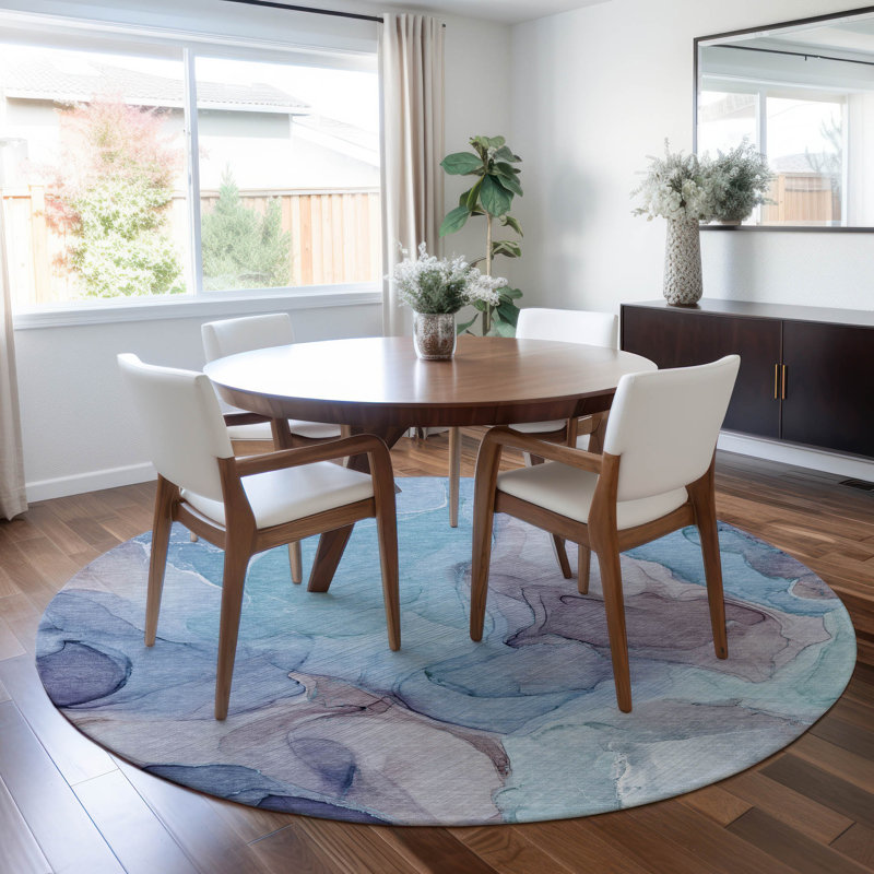 Alfonzo Washable Abstract Indoor / Outdoor Rug, Round 8'