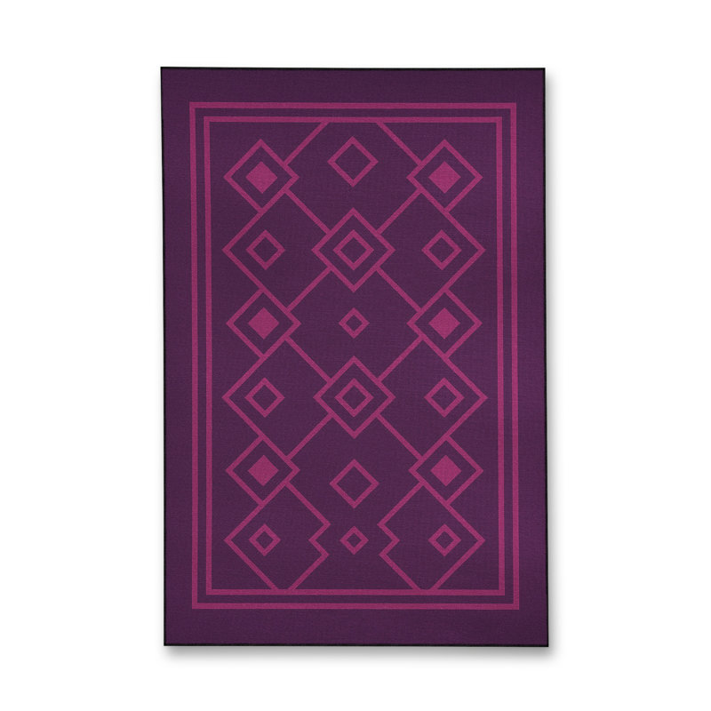Tapis mauve à motif géométrique lavable Mosso, 3'3" x 4'11"
