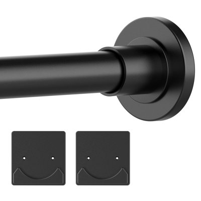 Shower Curtain Rod Adjustable 30-80" With Holder, Anti-Rust Shower Rod & Spring Tension Shower Rod No Drill, Black Shower Curtain Rod