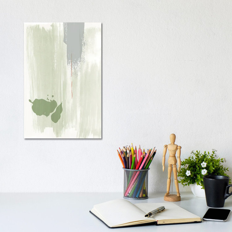 Olive Green Abstract Painting by Nouveau Prints - Wrapped Canvas Print, 20.32 cm H x 30.48 cm W