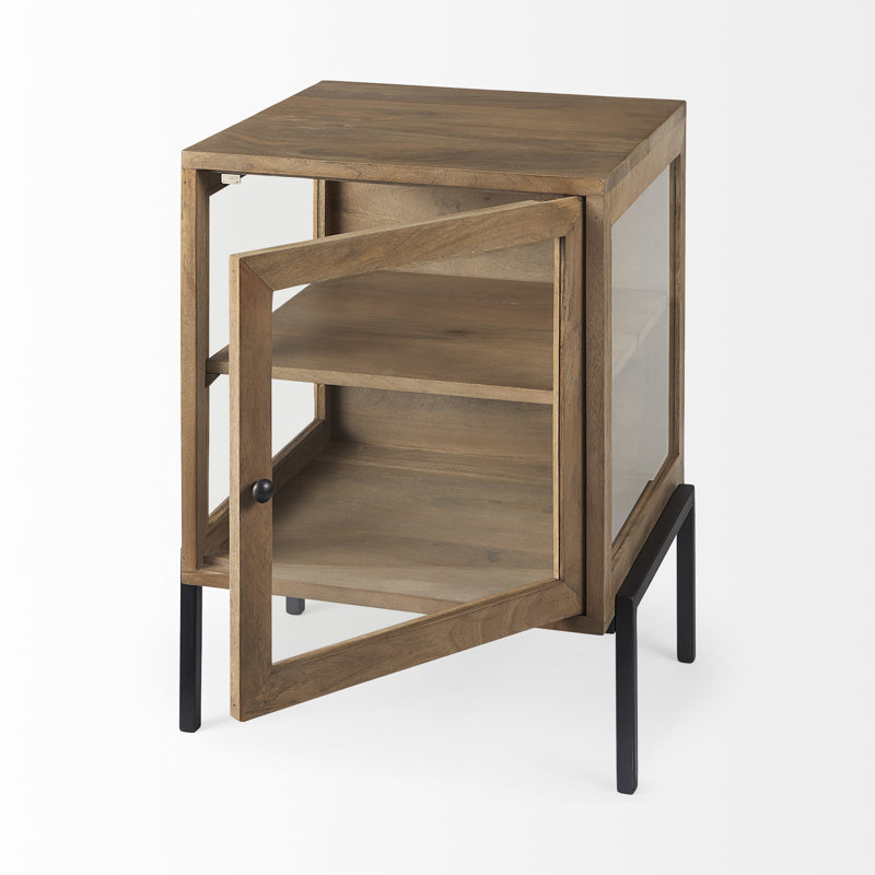 Table de chevet en bois massif Warner, Brun clair
