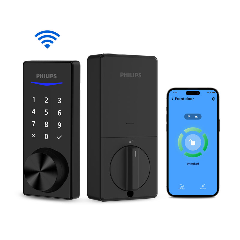 Philips Wi-Fi Smart Deadbolt Door Lock With Multiple Access Methods, Matte Black