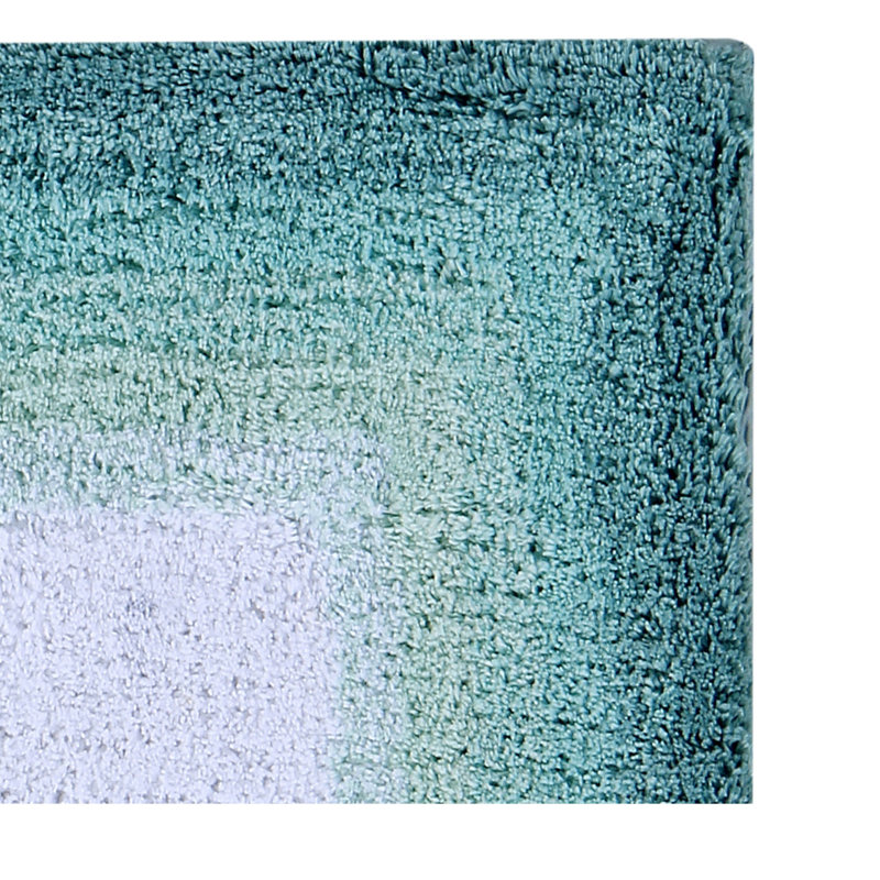 Tapis pour salle de bain 100% coton touffeté en U avec envers antidérapant, lavable à la machine, tapis de toilette ultra doux et absorbant pour salle de bain, s'adapte autour de la base de toilette, 20 po x 20 po, turquoise