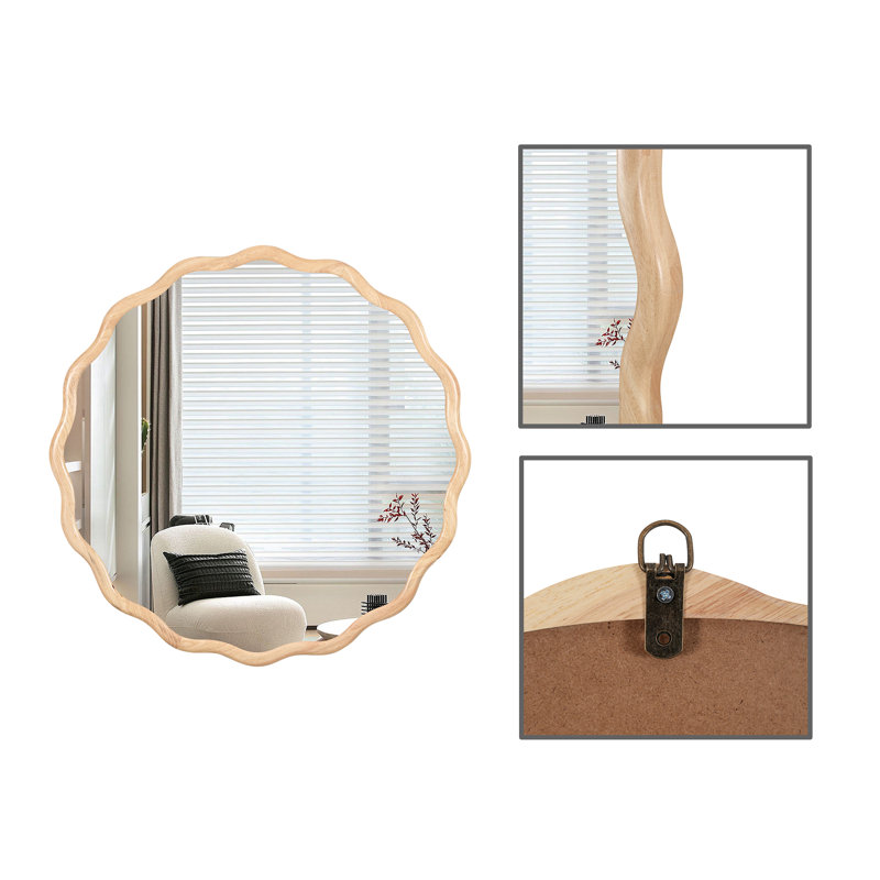 Wood Vanity Mirror Wall, 31" x 31", Natural Wood