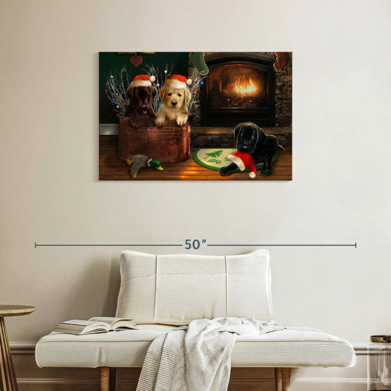 Brampt Fireside Lab Trio, 24" H x 36" W
