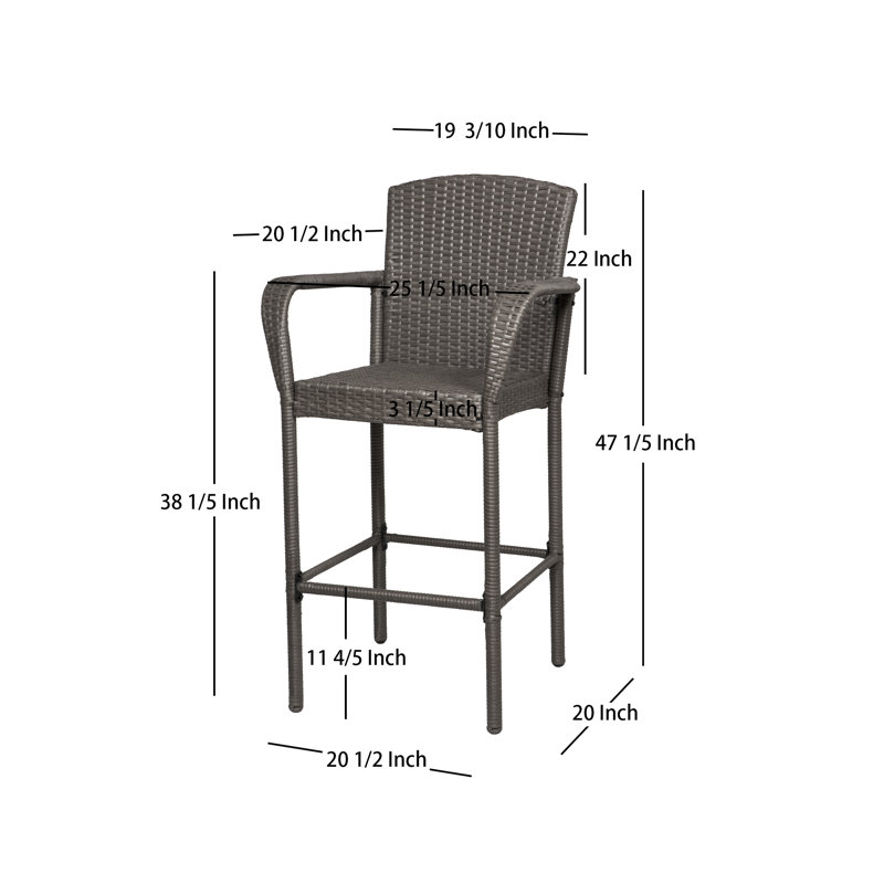 Tabouret de bar 47,2 po Bella, Gris