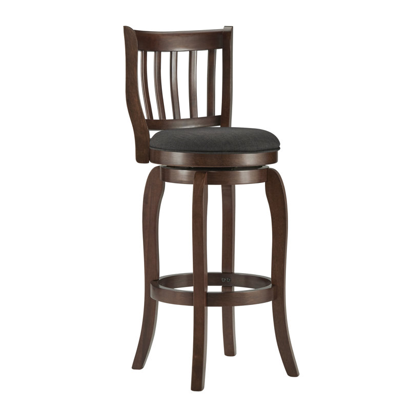 Morgan Swivel Upholstered Counter Stool with Solid Wood Frame, Dark Gray Linen, Bar Stool (29” Seat Height)