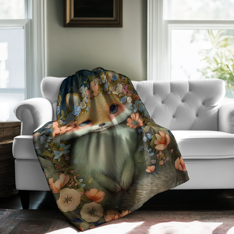 Couverture souple en sherpa de qualité supérieure Soft Forest Animal Fox, L 60 po x l 50 po