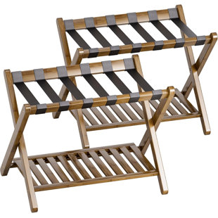 Foldable Bamboo Luggage Rack Set of 2