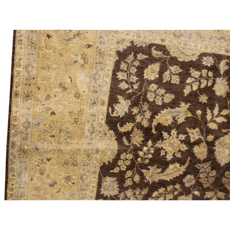 Hand Knotted Wool Area Rug in Brown/Gold