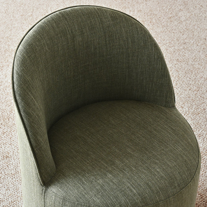 Chaise pivotante en lin avec roulettes cachées, Vert, 1
